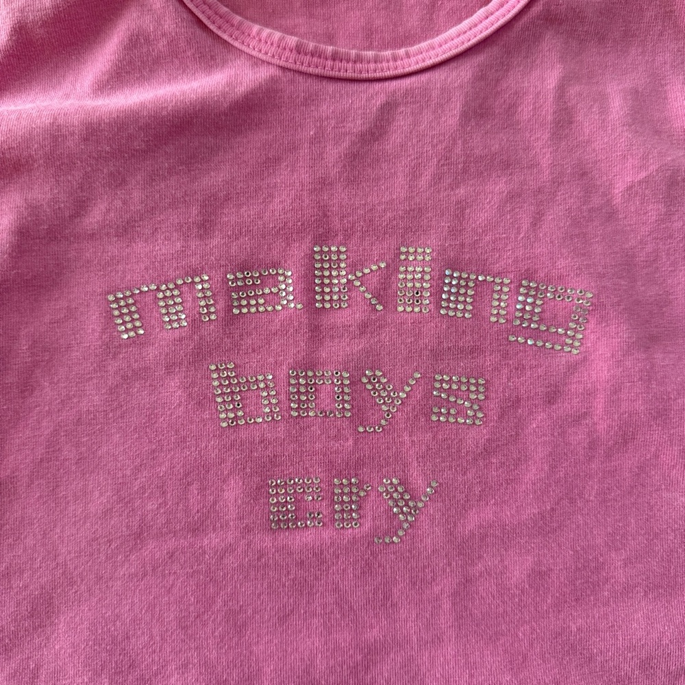 VOIGHT Valentina Making boys cry crystal pink cropped organic cotton tank size S - Picture 3 of 8